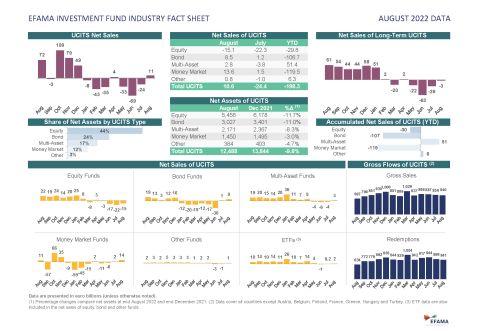 a snapshot of the EFAMA Fact Sheet for August 2022