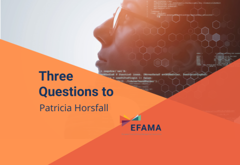 Profile of a pensive looking lady wearing glasses on an orange background